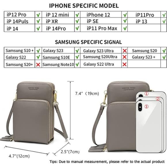 Small Crossbody Cell Phone Purse Women Mini Messenger Shoulder Handbag Wallet - Picture 6 of 6